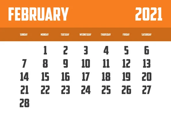 2021 Календарь Изолирован Заднем Плане Февраль — стоковое фото