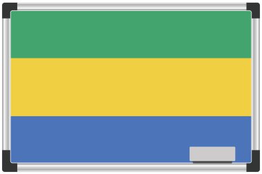 Gabon Ülkesi için Beyaz Tahtadaki Resimli Bayrak
