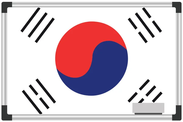Uma Bandeira Ilustrada Quadro Branco Para País Coreia Sul — Fotografia de Stock