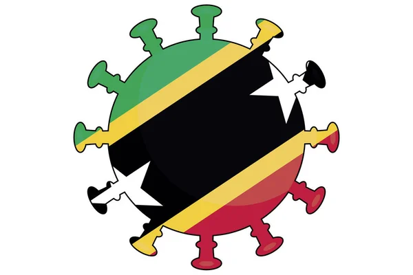 Una Bandiera Del Virus Illustrata Paese Saint Kitts Nevis — Foto Stock