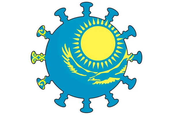 Ilustrovaná Virová Vlajka Pro Kazachstán — Stock fotografie