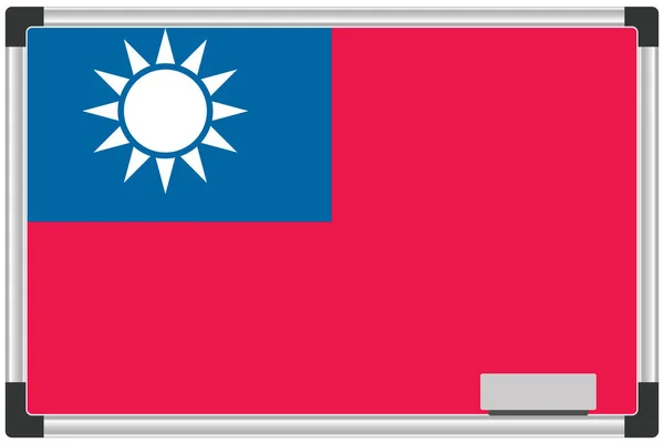 Tayvan Ülkesi Için Beyaz Tahtadaki Resimli Bayrak — Stok fotoğraf