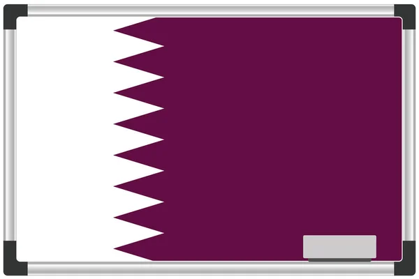 Drapeau Illustré Sur Tableau Blanc Pour Pays Qatar — Photo