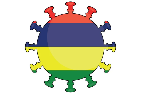 Ett Illustrerat Virus Flagga För Landet Mauritius — Stockfoto