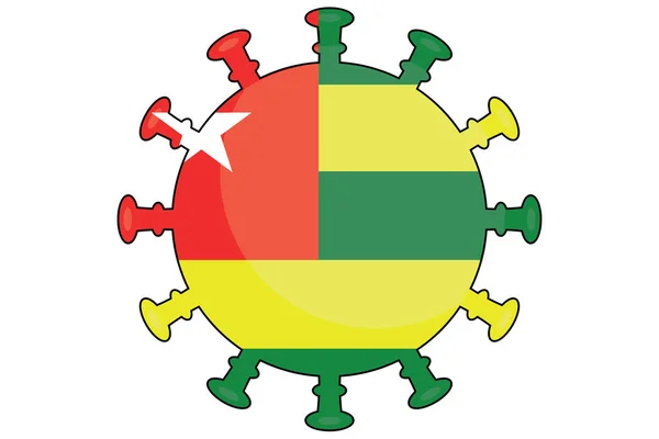 Bandeira Vírus Ilustrada Para País Togo — Fotografia de Stock