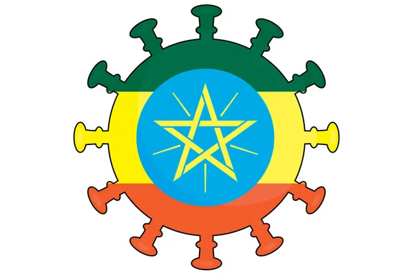 Illustrated Virus Flag Country Ethiopia — Stock Photo, Image