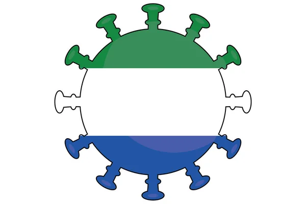 シエラレオネ国のためのイラスト入りウイルス旗 — ストック写真