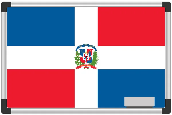 Εικονογραφημένη Σημαία Λευκό Πίνακα Για Χώρα Της Δομινικανής Δημοκρατίας — Φωτογραφία Αρχείου