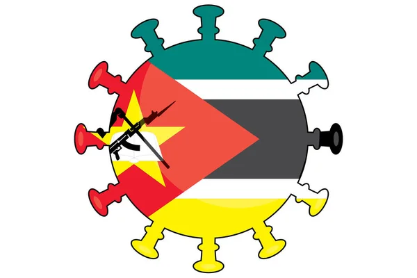 Bandeira Vírus Ilustrado Para País Moçambique — Fotografia de Stock
