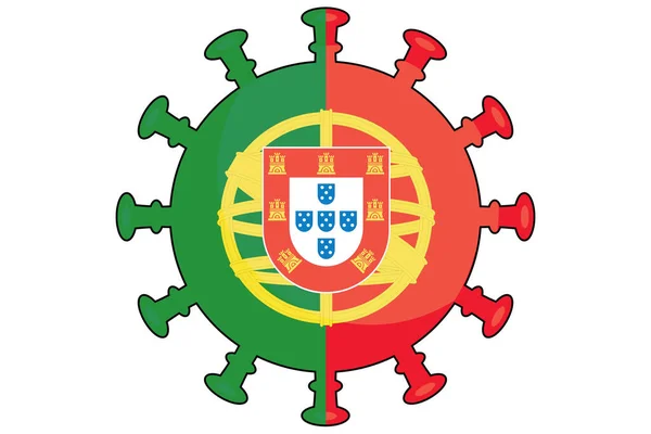 포르투갈의 국기를 삽화에 나오는 바이러스 — 스톡 사진
