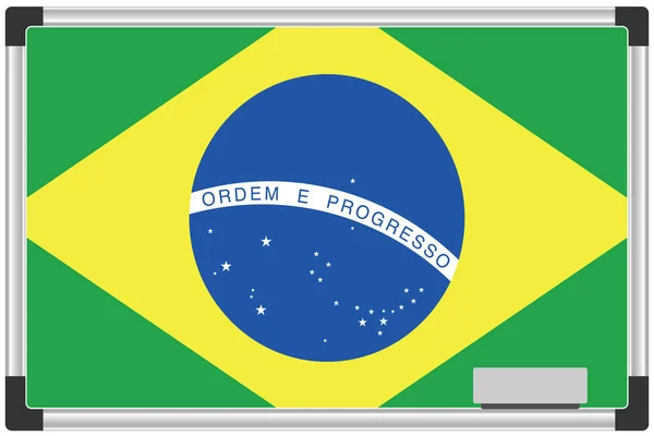 Εικονογραφημένη Σημαία Λευκό Πίνακα Για Χώρα Της Βραζιλίας — Φωτογραφία Αρχείου