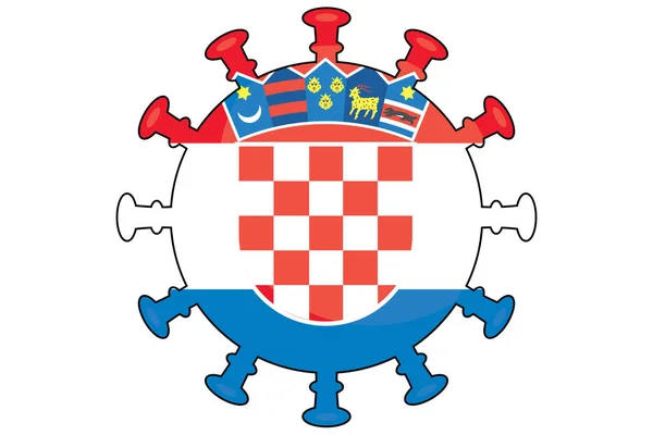 Illustrated Virus Flag Country Croatia — Stock Photo, Image