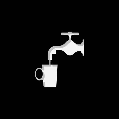 Arkaplanda izole edilmiş bir Resimli Simge - Musluk Suyu ve Kupa