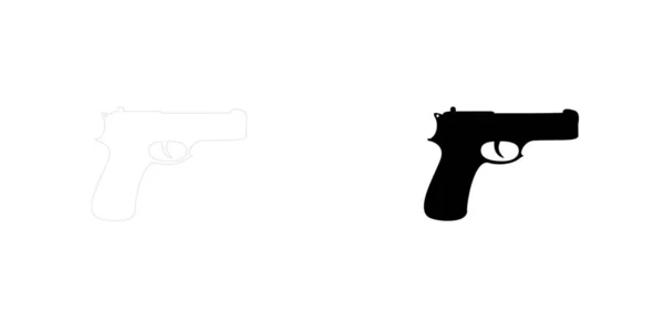 Illustrated Icon Isolated Background Pistol — Stock Vector