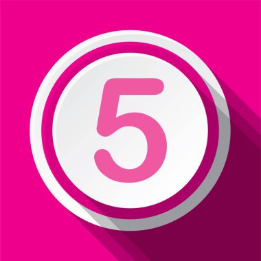5 numaralı pembe yuvarlak vektör simgesi tasarımı