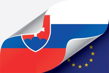 AB Ülkeleri bayrak işareti ve vektör illüstrasyonu Slovakya