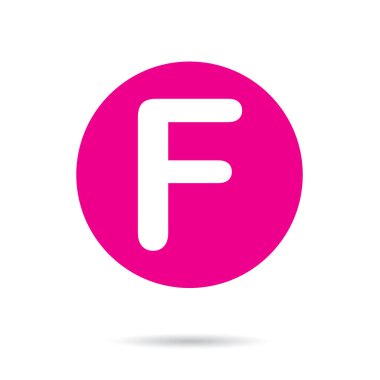 F harfinin pembe vektör simgesi veya düğmesi