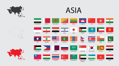 Asya Kıtasının Tüm Resimli Ülke Bayrakları