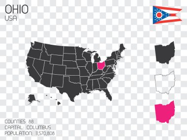 Amerika Birleşik Devletleri Seçilmiş Ohio Eyaletiyle İllüstrasyon