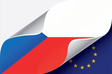 AB Ülkeleri bayrak işareti ve vektör illüstrasyonu Çek Cumhuriyeti