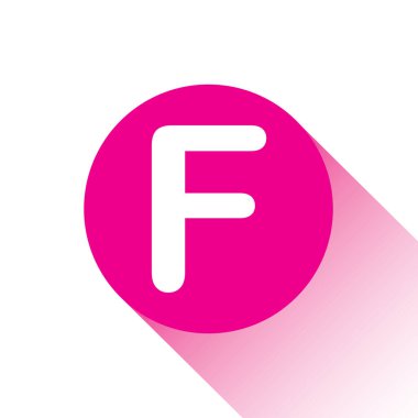 F harfinin pembe vektör simgesi veya düğmesi