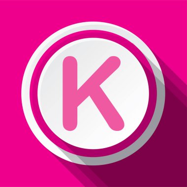 K harfinin pembe yuvarlak vektör simgesi tasarımı