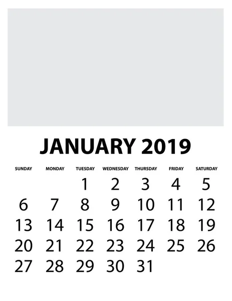 Kalender Isolerad Bakgrund Januari — Stock vektor