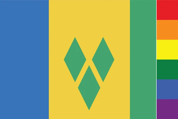 Drapeau Illustré Pour Pays Saint Vincents Les Grenadines — Image vectorielle