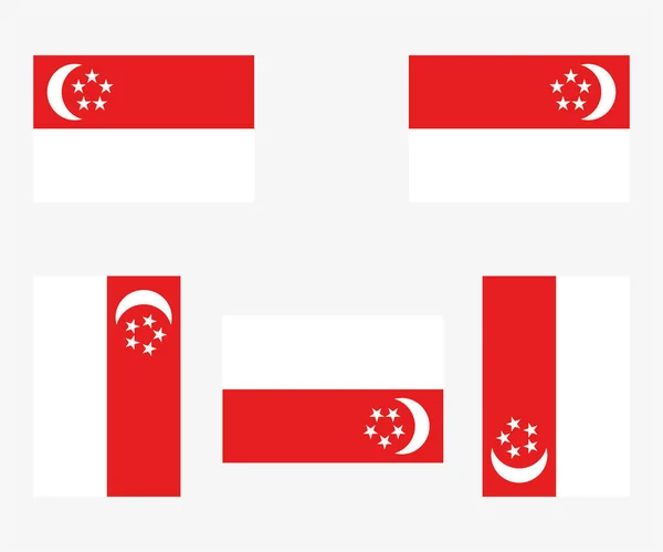 Bandera País Ilustrada Reflejada Rotada Singapur — Vector de stock