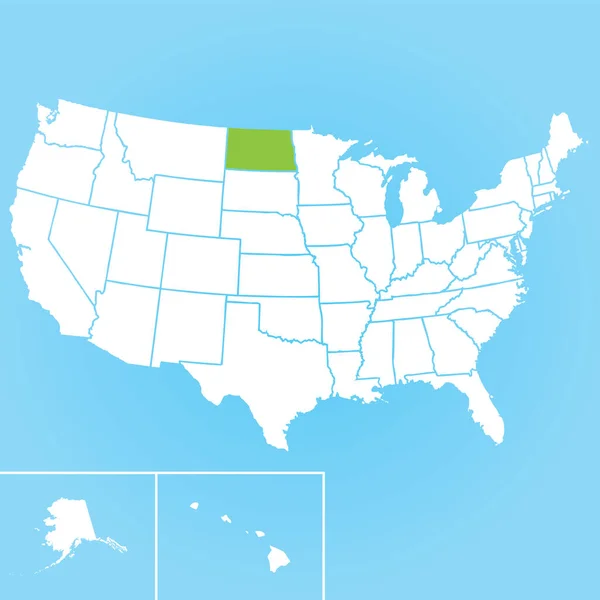 Mapa Wektorowa Amerykańskiego Stanu Dakota Północna — Wektor stockowy