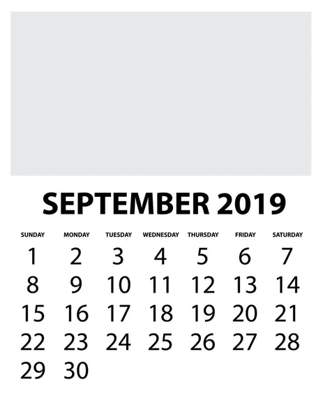 Kalender Isolerad Bakgrund September — Stock vektor