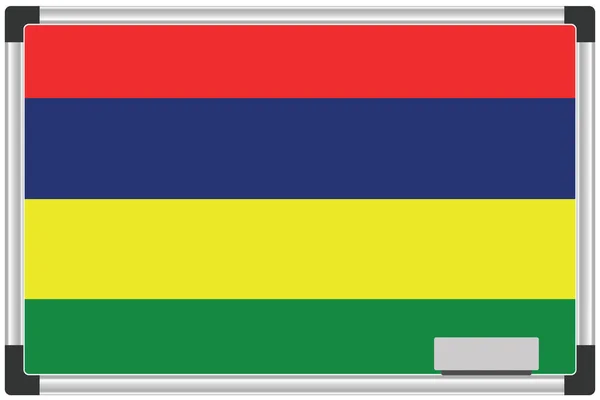 Bandera Ilustrada Una Pizarra Blanca Para País Mauricio — Vector de stock