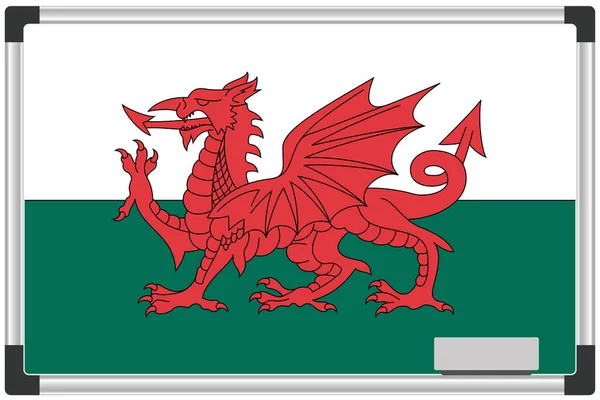 Illustrierte Flagge Auf Einem Whiteboard Für Das Land Wales — Stockvektor