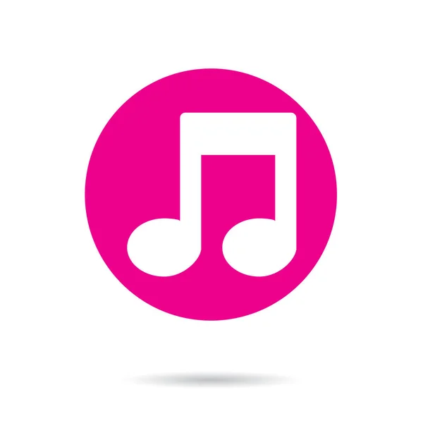 Pink Vector Icon Button Musical Note — Stock Vector