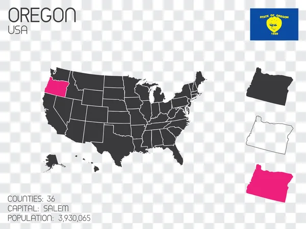 Estados Unidos América Ilustración Con Estado Seleccionado Oregon — Vector de stock