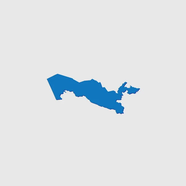 Özbekistan Gölgesi Ile Mavi Resimli Ülke Şekliname — Stok Vektör