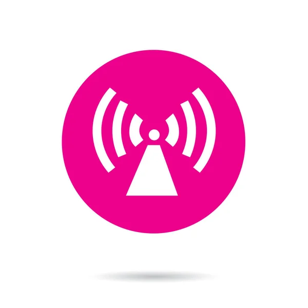 Pink Vector Icon Button Radio Tower — Stock Vector