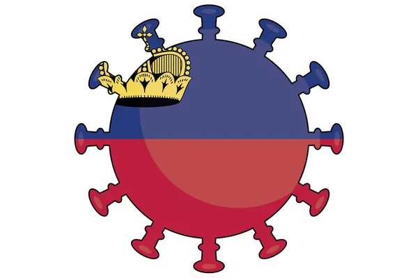 Bandiera Del Virus Illustrata Paese Del Liechtenstein — Vettoriale Stock