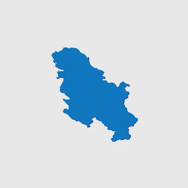 Blå Illustrerad Landform Med Skugga Serbien — Stock vektor