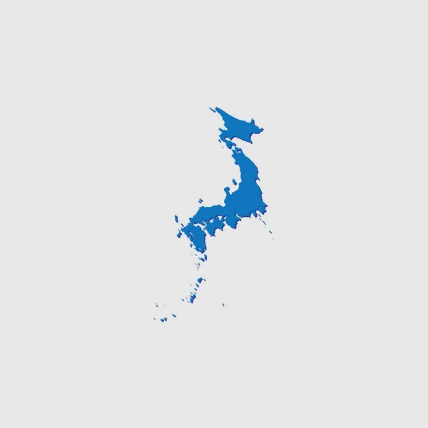 Forme Pays Illustré Bleu Avec Ombre Japon — Image vectorielle