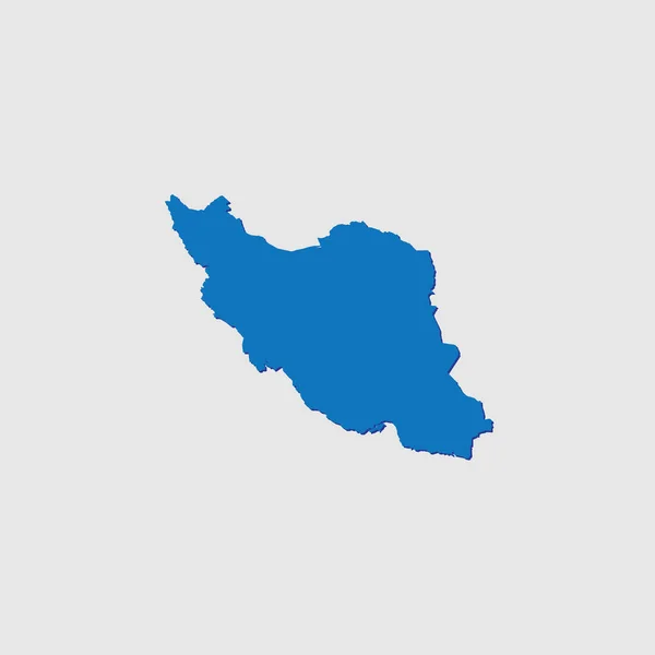 Blauw Geïllustreerd Land Vorm Met Schaduw Van Iran — Stockvector