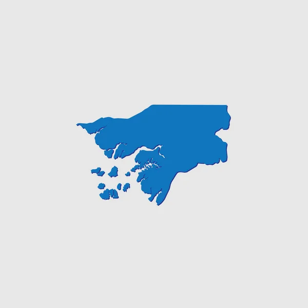 Blue Illustrated Country Shape Shadow Guinea Bissau — 스톡 벡터