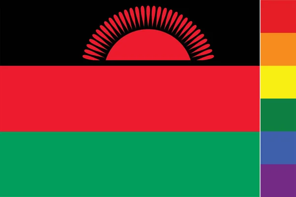 Bandera Ilustrada Del País Malawi — Archivo Imágenes Vectoriales