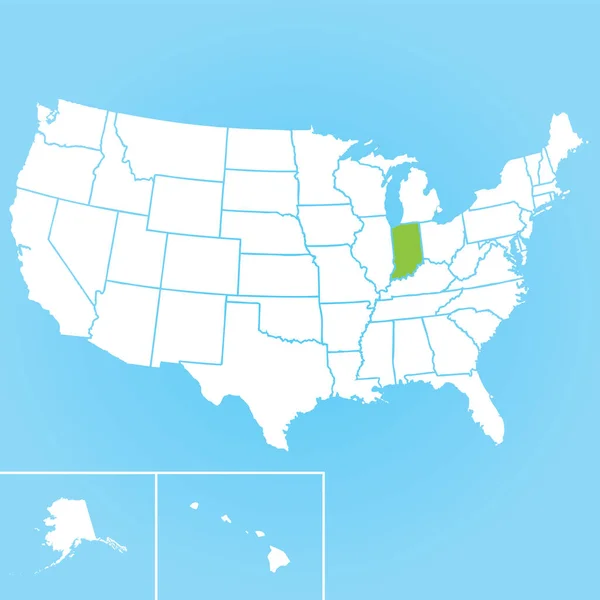 Mapa Wektorowa Stanu Indiana Usa — Wektor stockowy