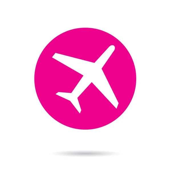 Pink Vector Icon Button Plane — Stock Vector