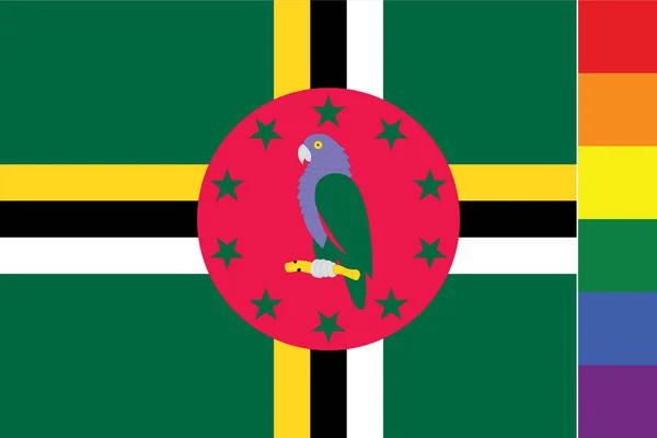 Dominica Ülkesi Için Resimli Bayrak — Stok Vektör