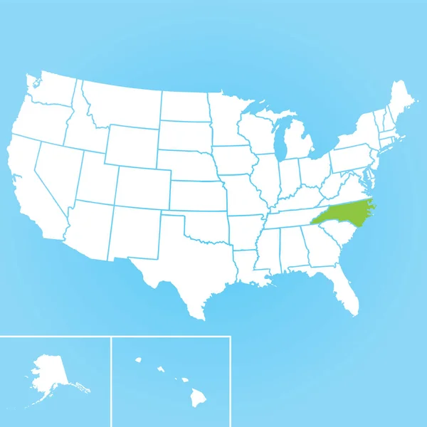 Mapa Wektorowa Stanu Karolina Północna Stanach Zjednoczonych — Wektor stockowy