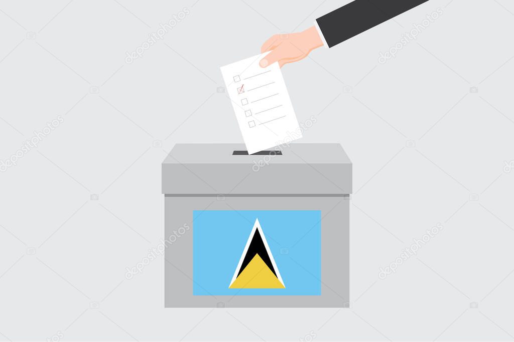 Ballot Box with an Illustrated Flag for the Country of  Saint Lucia