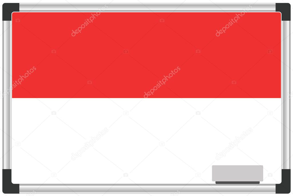 Illustrated Flag on a Whiteboard for the Country of  Indonesia