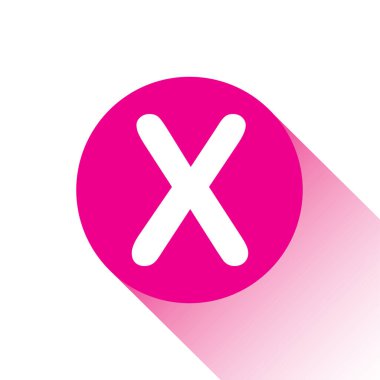 X harfinin pembe vektör simgesi veya düğmesi